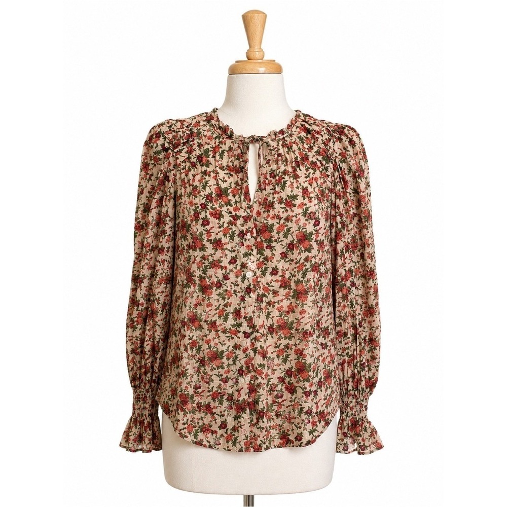 Free People Relaxed Floral Peasant Blouse S/P $98